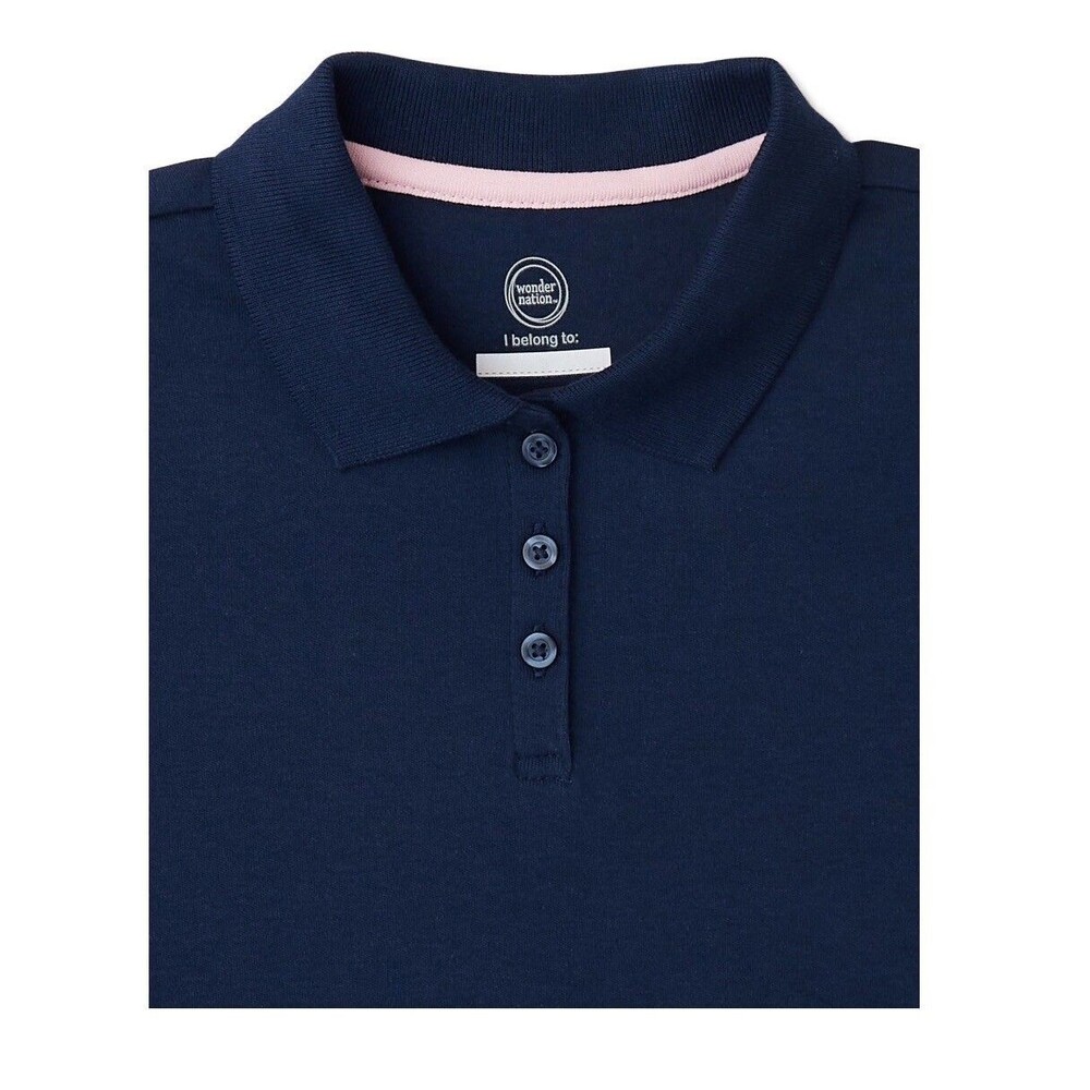 Pack Of 3  Girls School Uniform Short Sleeve Polo Shirts Blue XL (14-16) - Picture 6 of 8